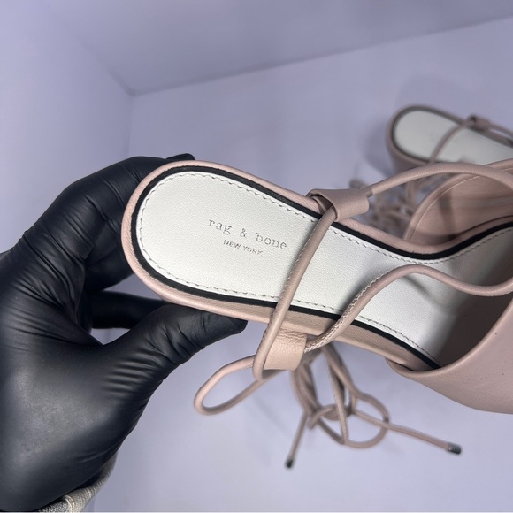 Rag & Bone Emma Leather Tie Heel Sandal In Shasow Pink Size 36 (US 5.5) New - Picture 5 of 10